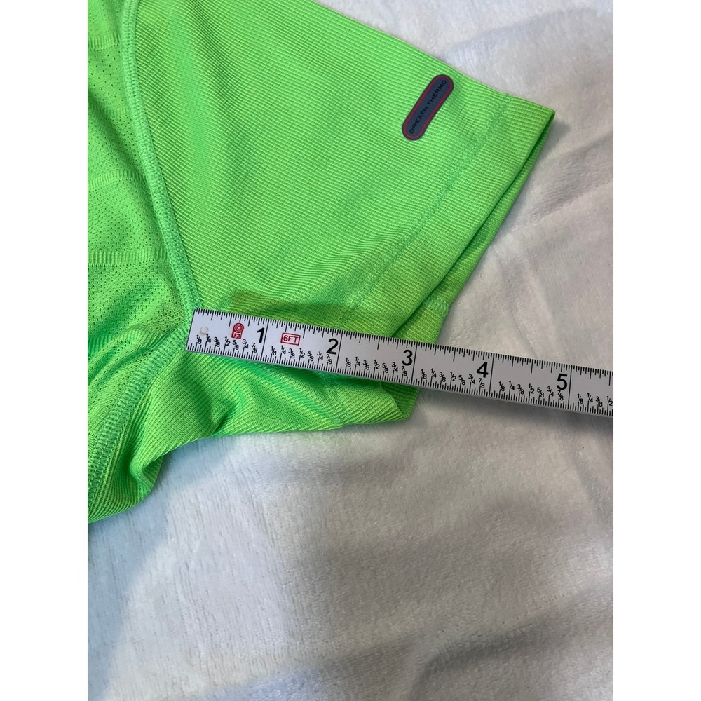 Mizuno Mens Small Breath Thermo Japan Engineered Running Shirt Lime Green V-Neck - Picture 7 of 13